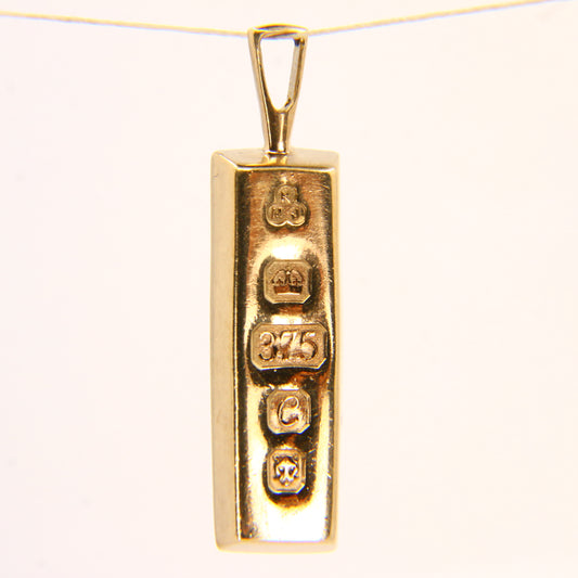 1997 9ct Yellow Gold Ingot Pendant – London Hallmarked Vintage Jewellery