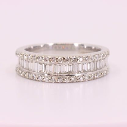 Vintage 18ct Hallmarked White Gold Baguette Diamond Half Eternity Ring Boxed Gift