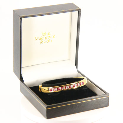 Vintage 18 Carat Diamond & Ruby Lime Blue Bangle Boxed