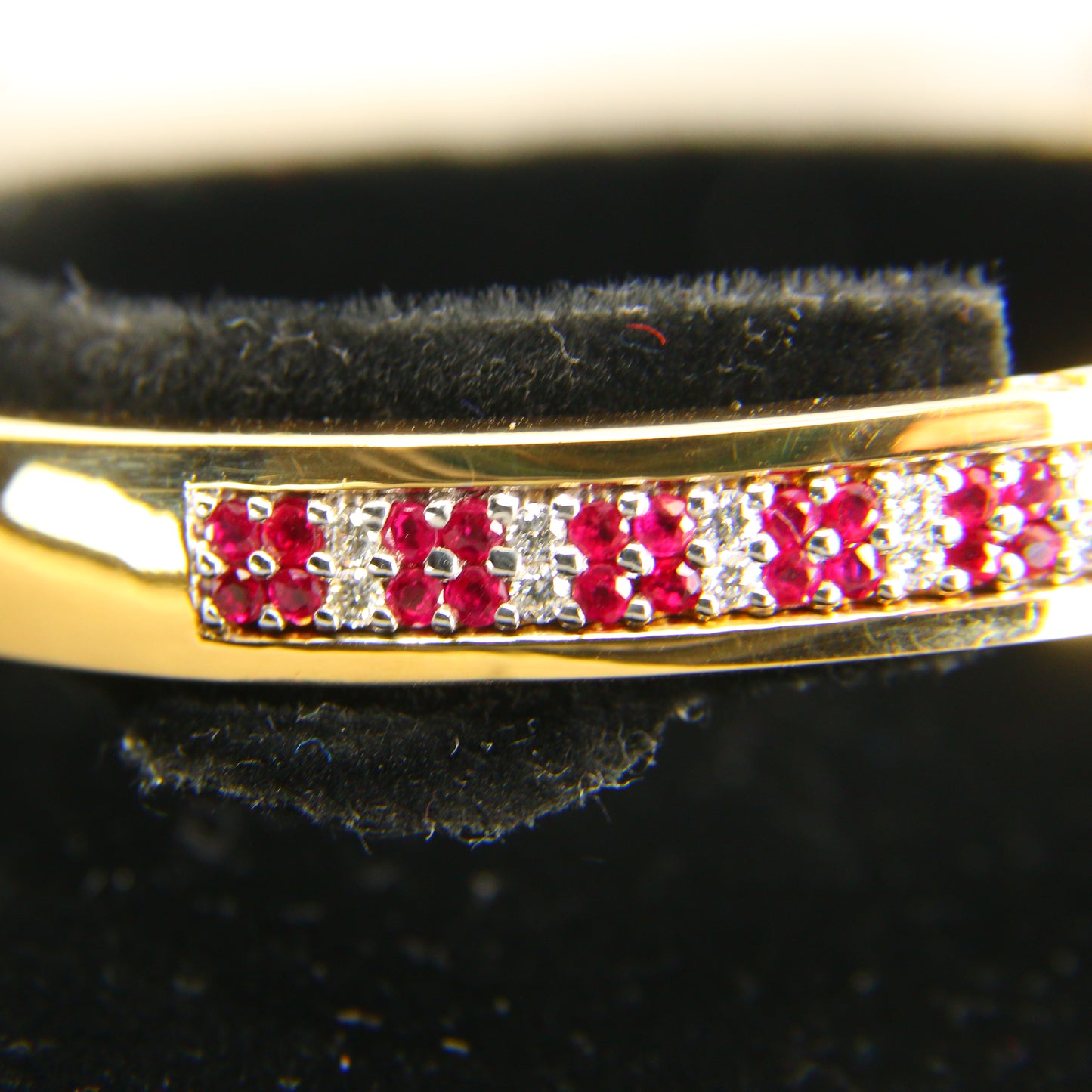 Vintage 18 Carat Diamond & Ruby Lime Blue Bangle Boxed