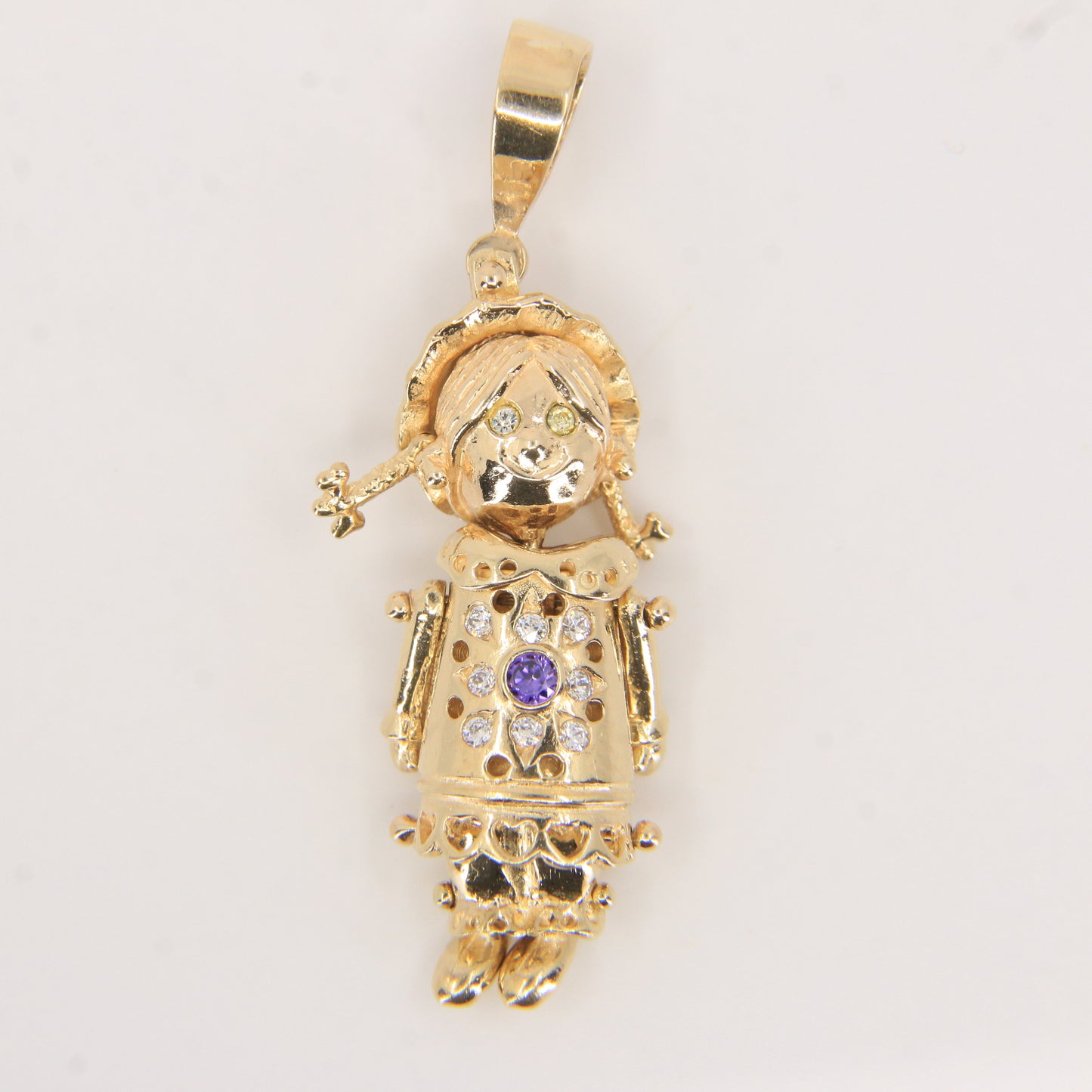 Vintage 9ct Gold Hallmarked Ragdoll Pendant Charm Yellow Gold Articulated Doll