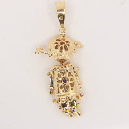 Vintage 9ct Gold Hallmarked Ragdoll Pendant Charm Yellow Gold Articulated Doll