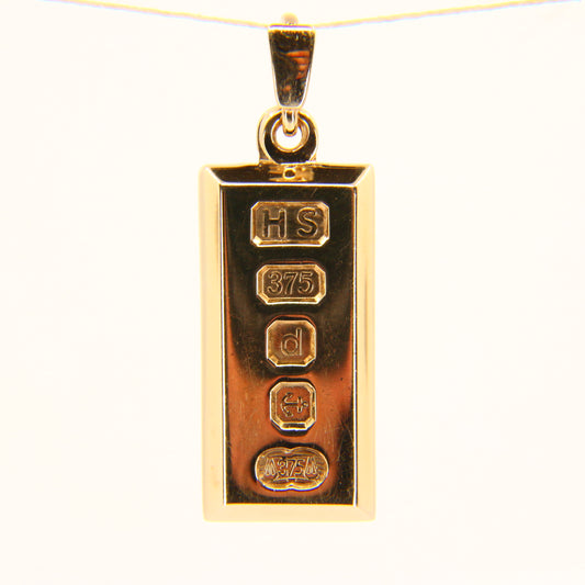 2003 9ct Yellow Gold Ingot Pendant – Hallmarked Birmingham Vintage Piece