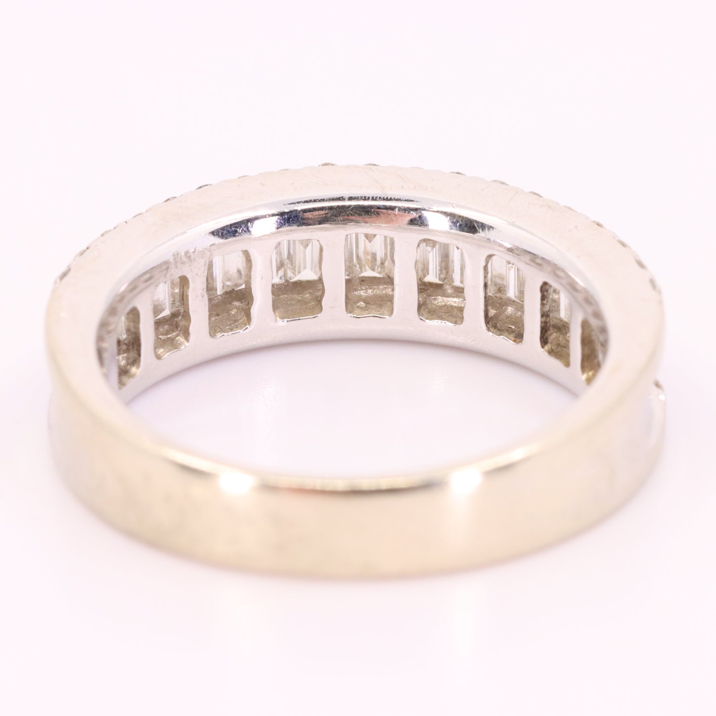 Vintage 18ct Hallmarked White Gold Baguette Diamond Half Eternity Ring Boxed Gift