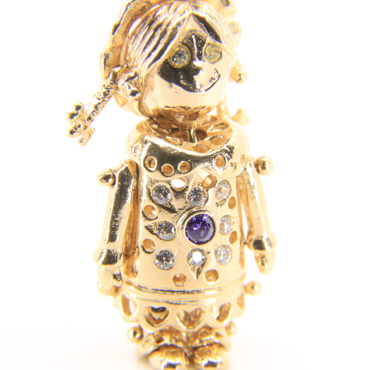 Vintage 9ct Gold Hallmarked Ragdoll Pendant Charm Yellow Gold Articulated Doll