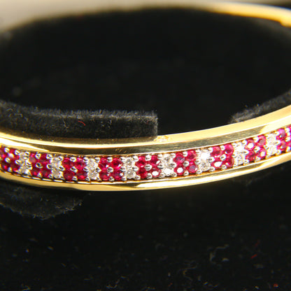 Vintage 18 Carat Diamond & Ruby Lime Blue Bangle Boxed