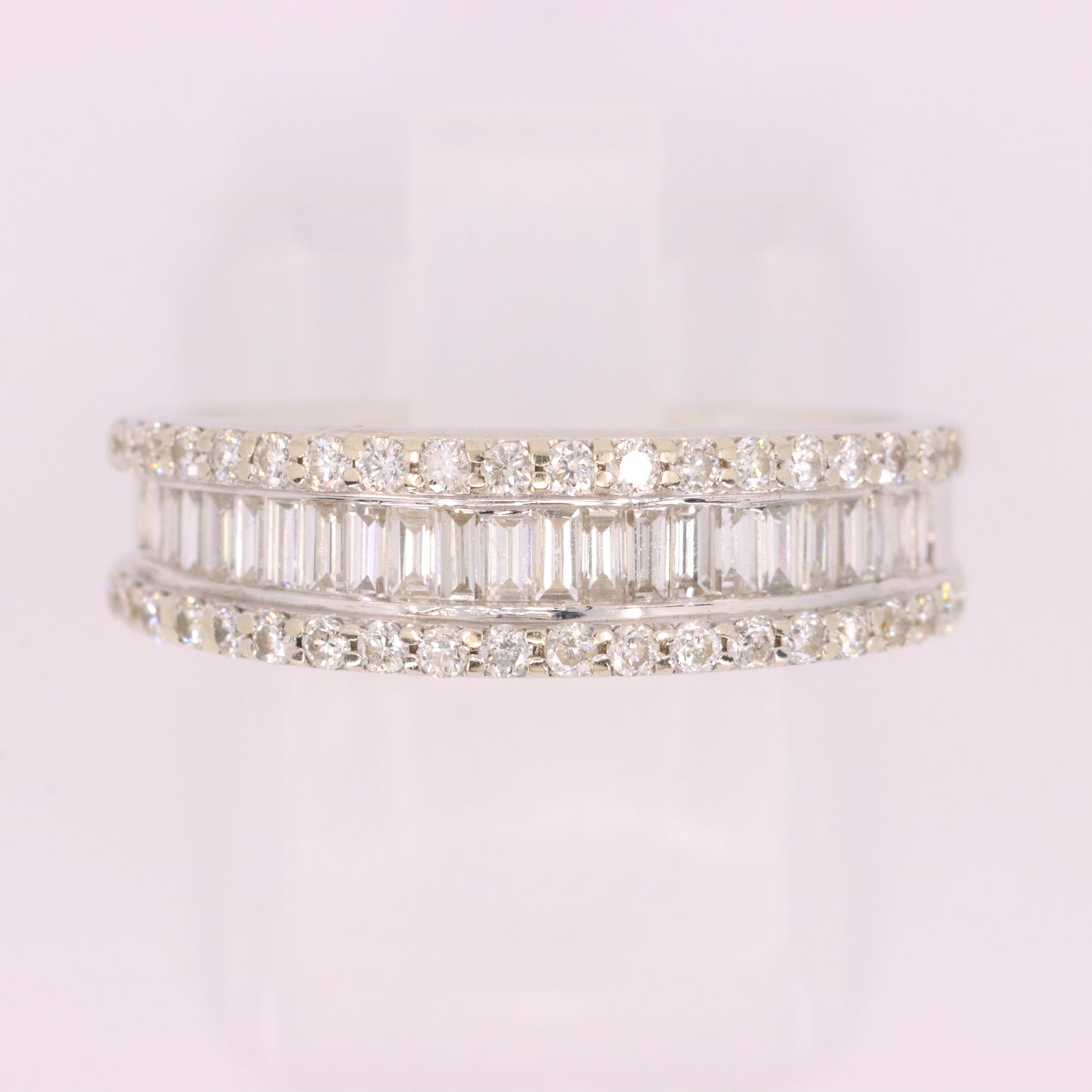 Vintage 18ct Hallmarked White Gold Baguette Diamond Half Eternity Ring Boxed Gift