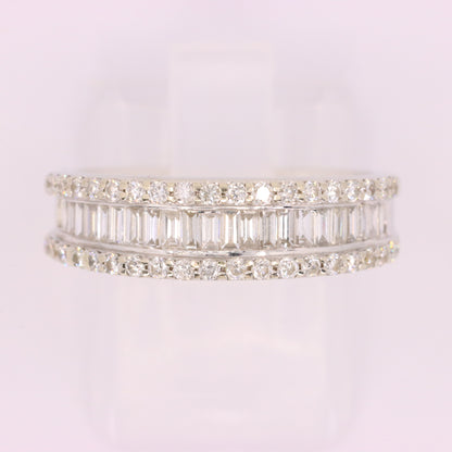 Vintage 18ct Hallmarked White Gold Baguette Diamond Half Eternity Ring Boxed Gift