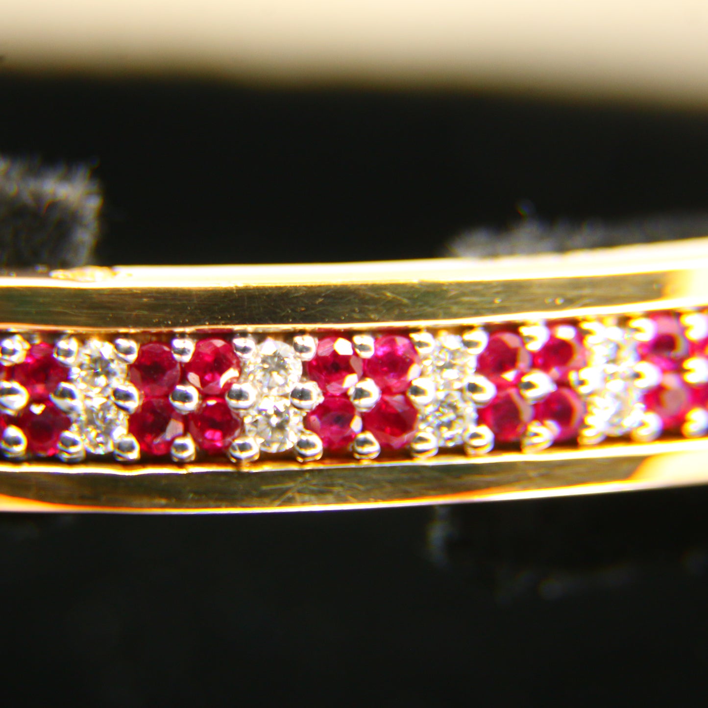 Vintage 18 Carat Diamond & Ruby Lime Blue Bangle Boxed