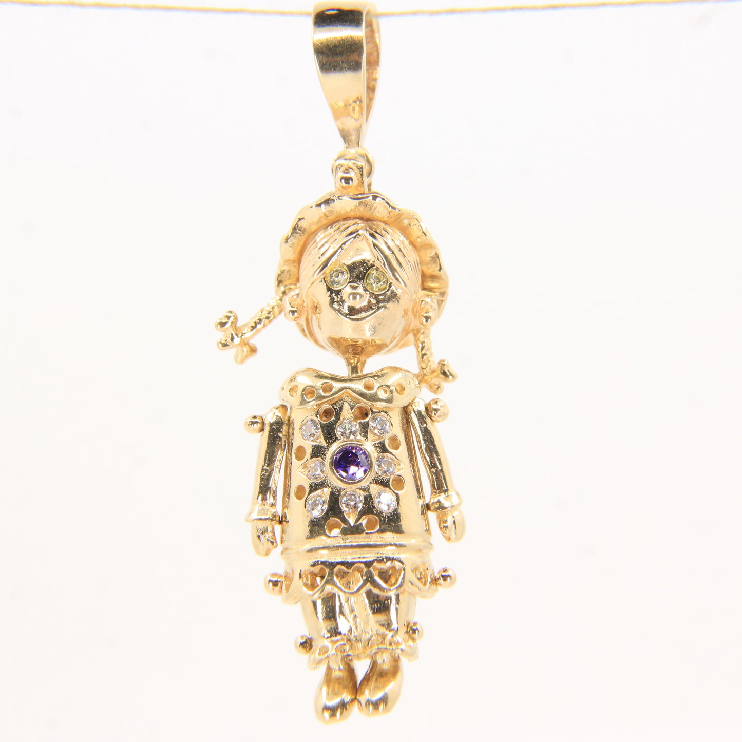 Vintage 9ct Gold Hallmarked Ragdoll Pendant Charm Yellow Gold Articulated Doll