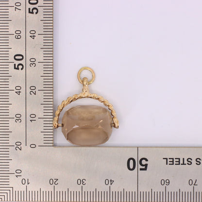 Vintage 9ct Hallmarked Yellow Gold Citrine Spinner Pendant Drop Fob Charm Gift