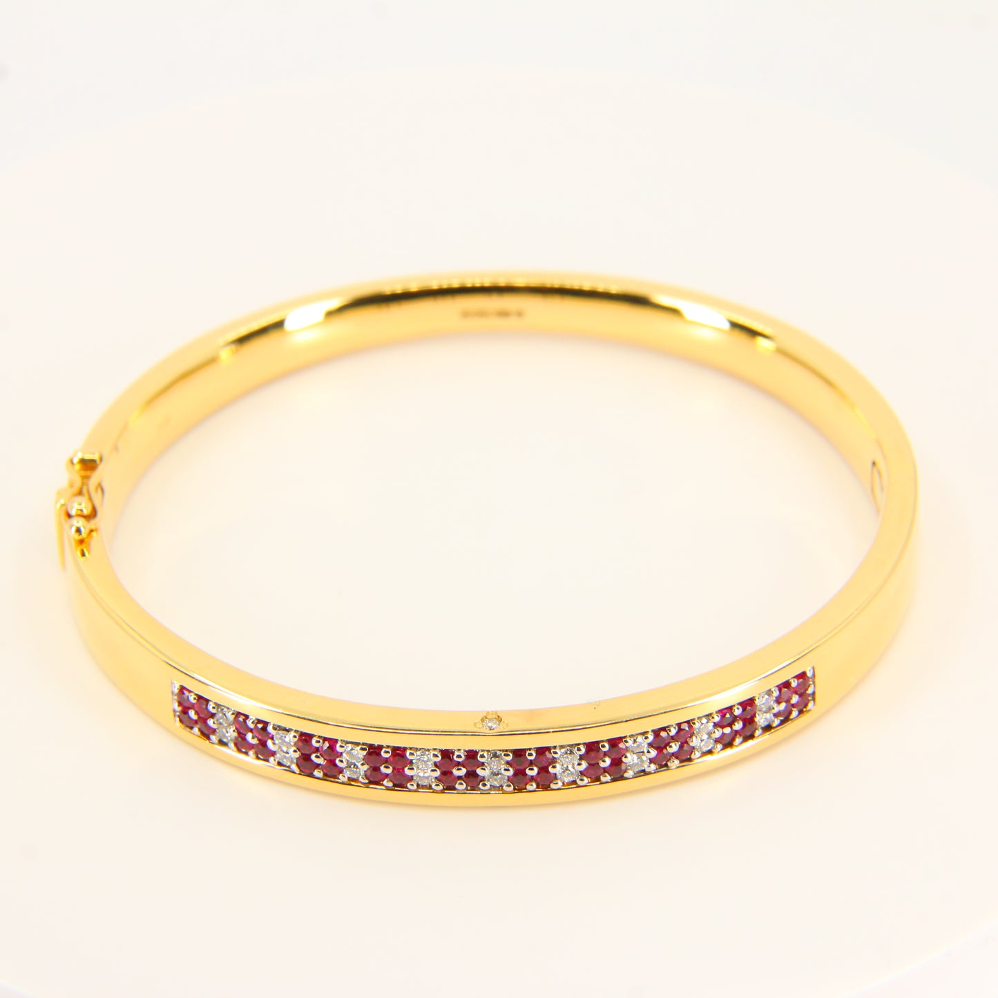 Vintage 18 Carat Diamond & Ruby Lime Blue Bangle Boxed