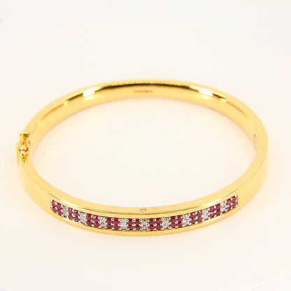 Vintage 18 Carat Diamond & Ruby Lime Blue Bangle Boxed