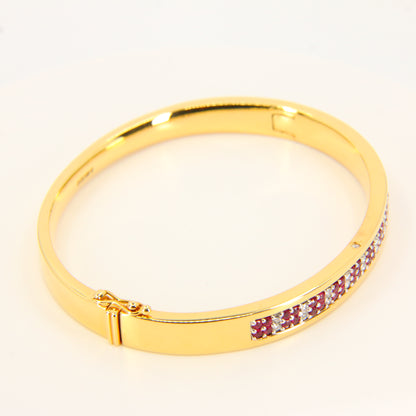 Vintage 18 Carat Diamond & Ruby Lime Blue Bangle Boxed