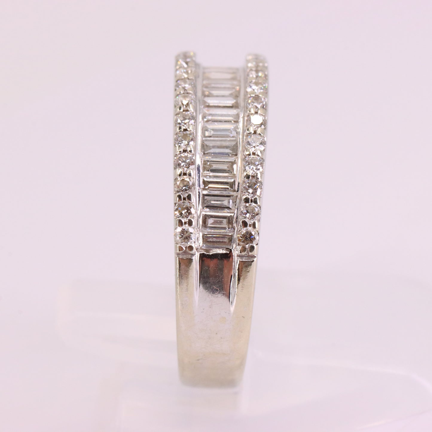 Vintage 18ct Hallmarked White Gold Baguette Diamond Half Eternity Ring Boxed Gift