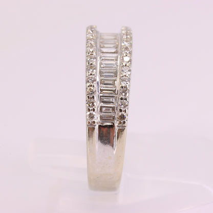 Vintage 18ct Hallmarked White Gold Baguette Diamond Half Eternity Ring Boxed Gift