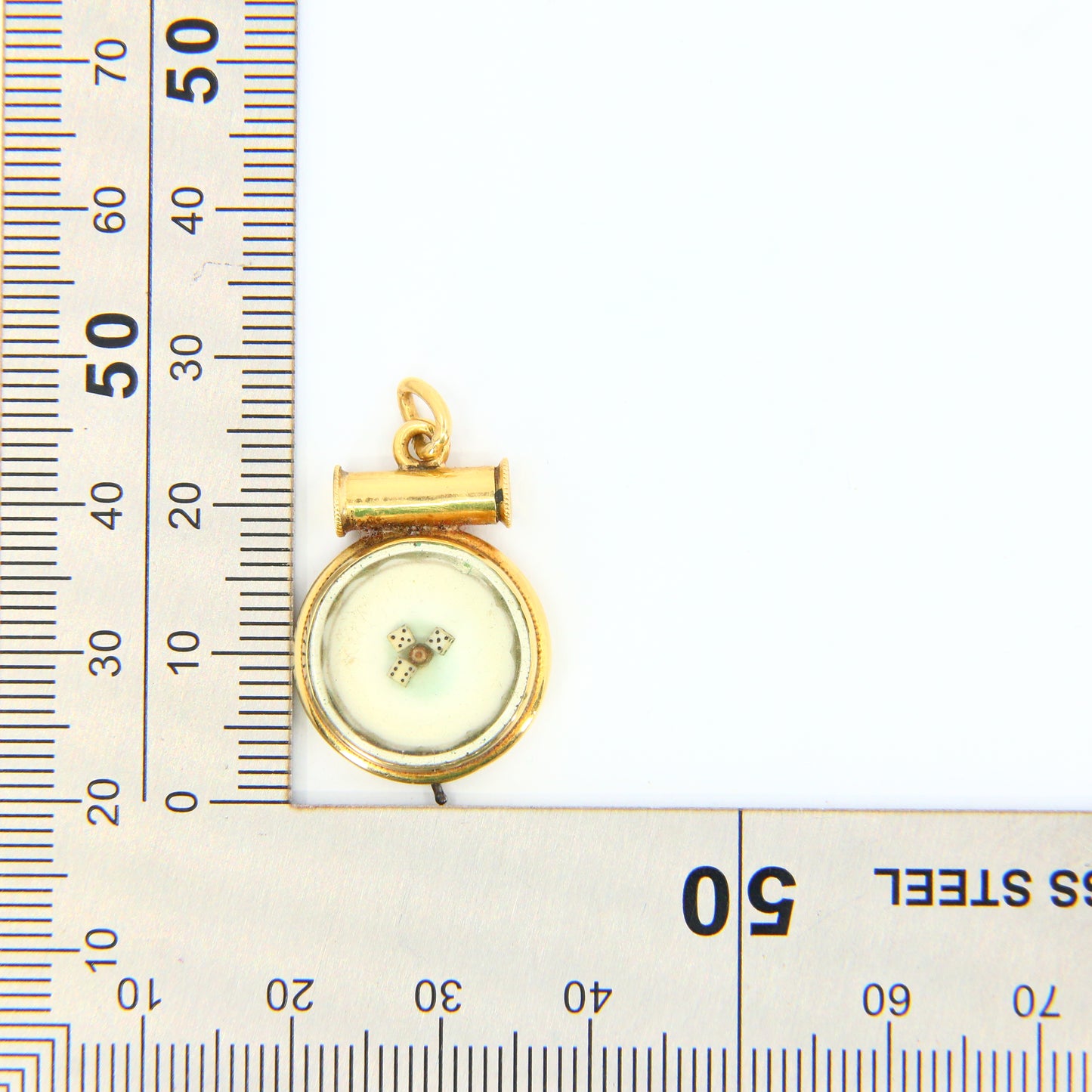 Vintage 18ct Spinning Dice Roulette Wheel Charm Yellow Gold 18K Lucky Pendant