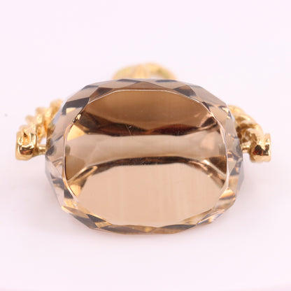 Vintage 9ct Hallmarked Yellow Gold Citrine Spinner Pendant Drop Fob Charm Gift