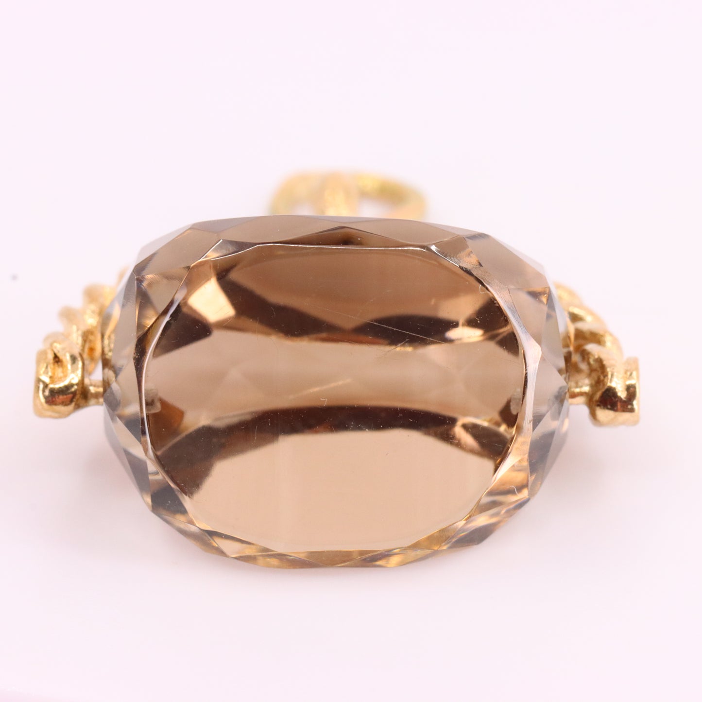 Vintage 9ct Hallmarked Yellow Gold Citrine Spinner Pendant Drop Fob Charm Gift