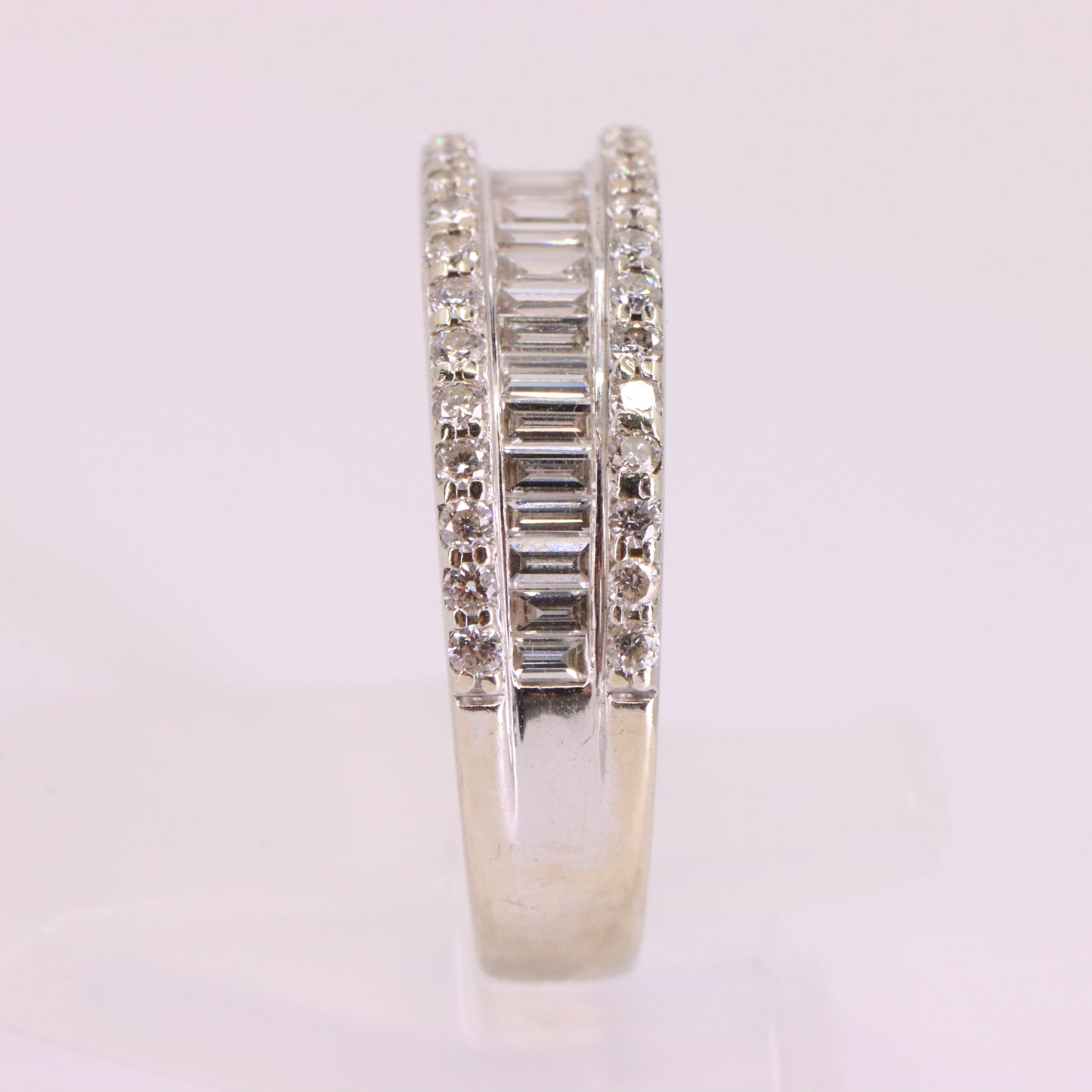 Vintage 18ct Hallmarked White Gold Baguette Diamond Half Eternity Ring Boxed Gift