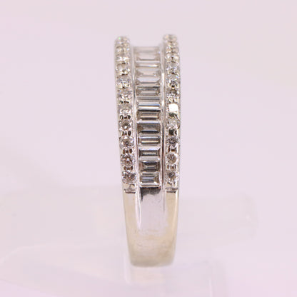 Vintage 18ct Hallmarked White Gold Baguette Diamond Half Eternity Ring Boxed Gift