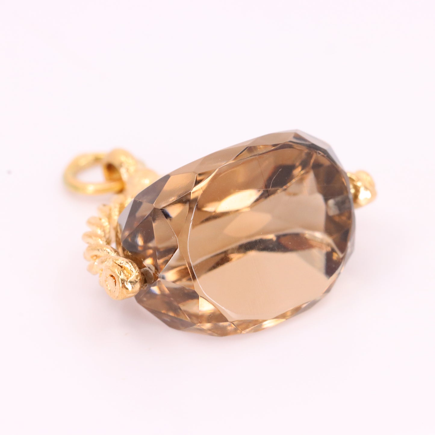 Vintage 9ct Hallmarked Yellow Gold Citrine Spinner Pendant Drop Fob Charm Gift