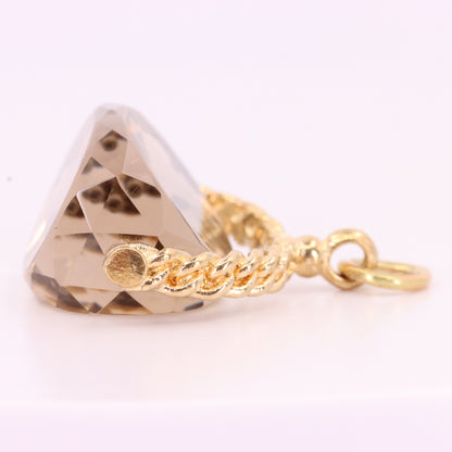 Vintage 9ct Hallmarked Yellow Gold Citrine Spinner Pendant Drop Fob Charm Gift