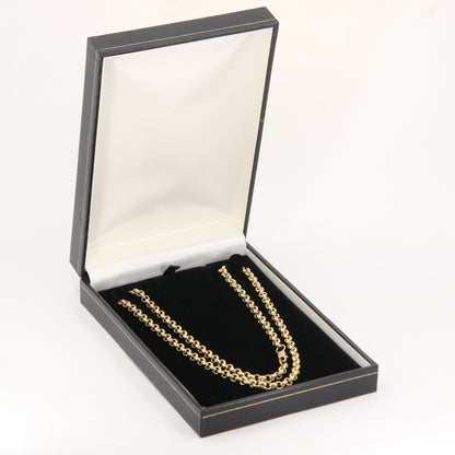 Vintage 9ct Yellow Gold Hallmarked 21.5 Inch Rolo Belcher Chain Necklace Boxed Gift