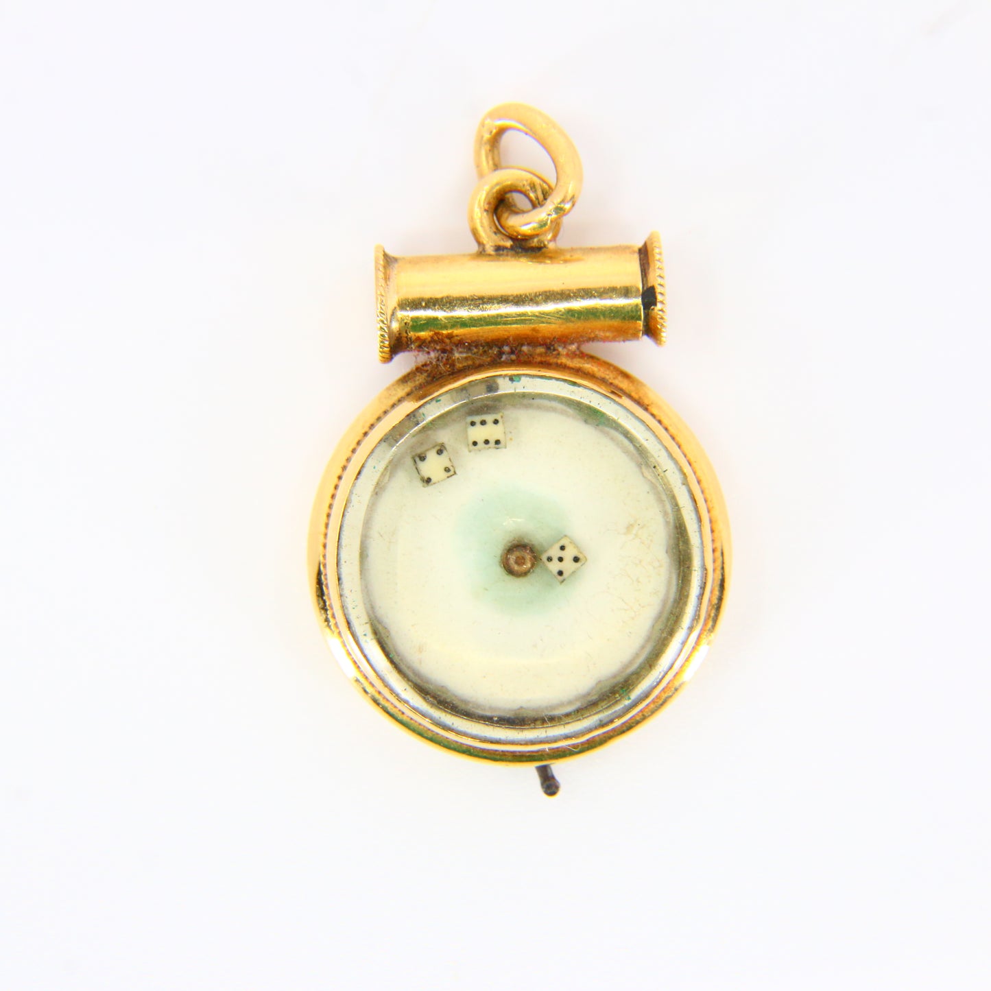 Vintage 18ct Spinning Dice Roulette Wheel Charm Yellow Gold 18K Lucky Pendant