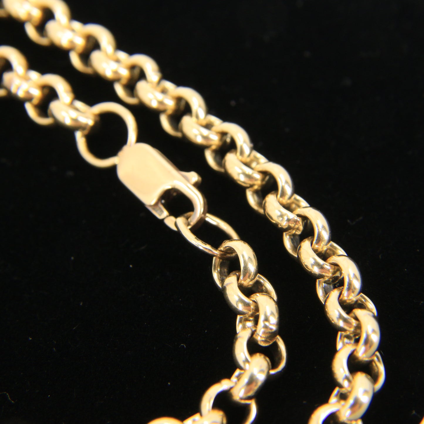 Vintage 9ct Yellow Gold Hallmarked 21.5 Inch Rolo Belcher Chain Necklace Boxed Gift