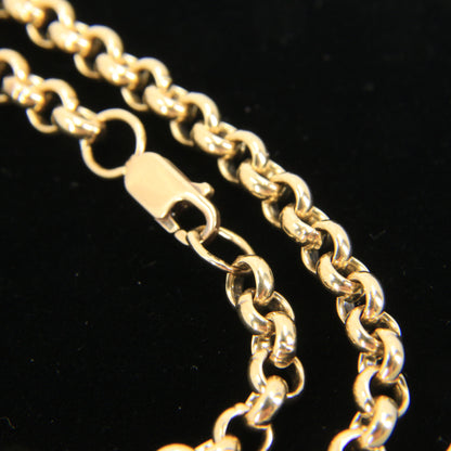 Vintage 9ct Yellow Gold Hallmarked 21.5 Inch Rolo Belcher Chain Necklace Boxed Gift
