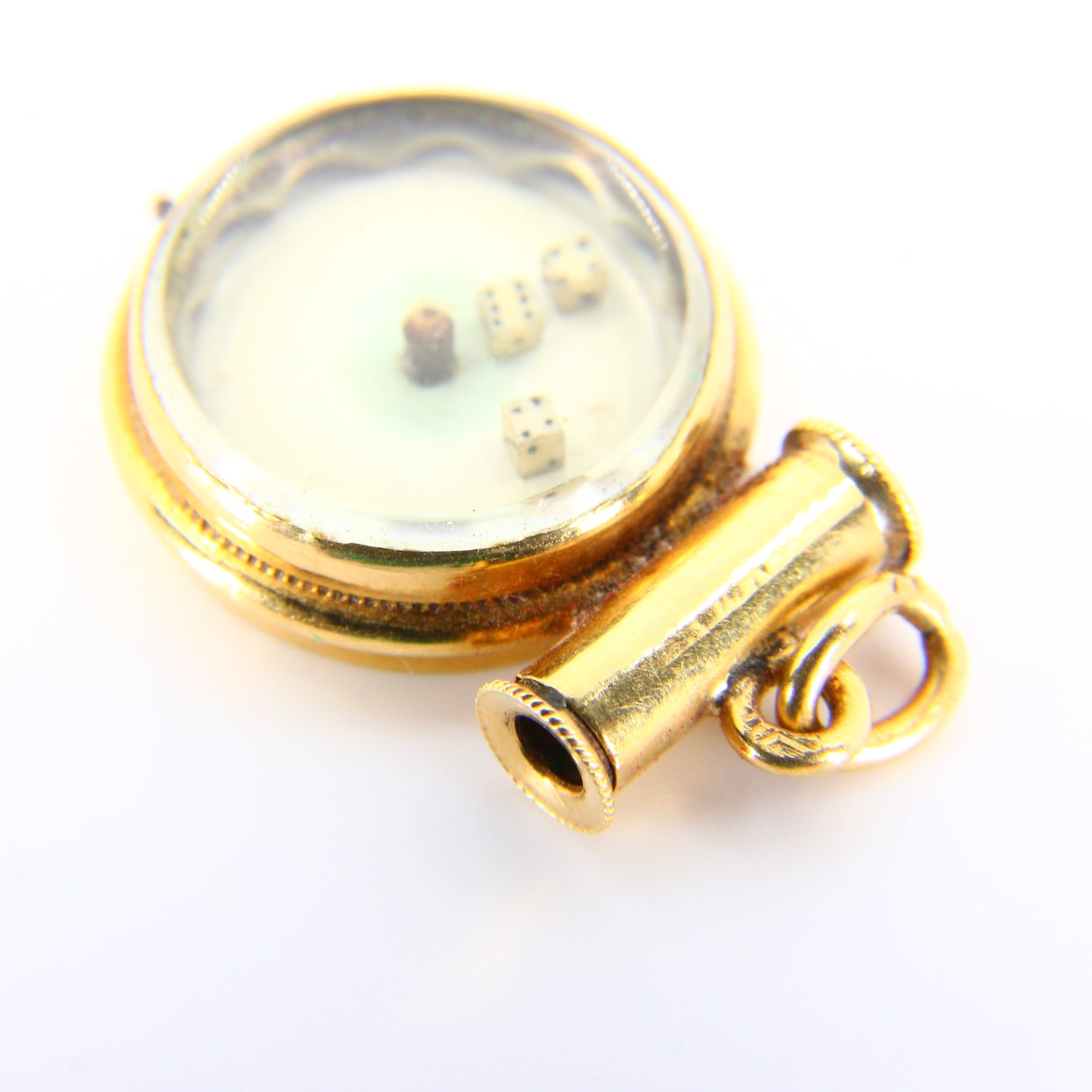 Vintage 18ct Spinning Dice Roulette Wheel Charm Yellow Gold 18K Lucky Pendant