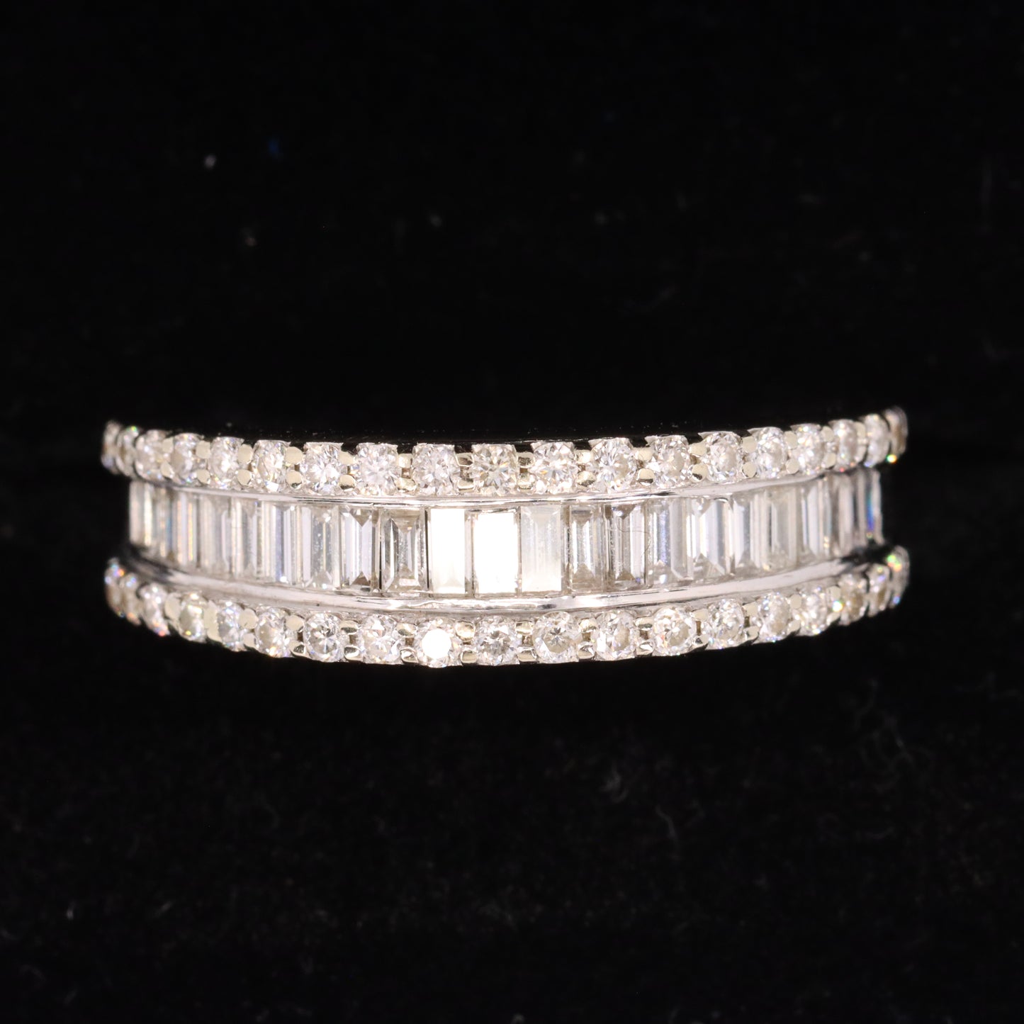 Vintage 18ct Hallmarked White Gold Baguette Diamond Half Eternity Ring Boxed Gift