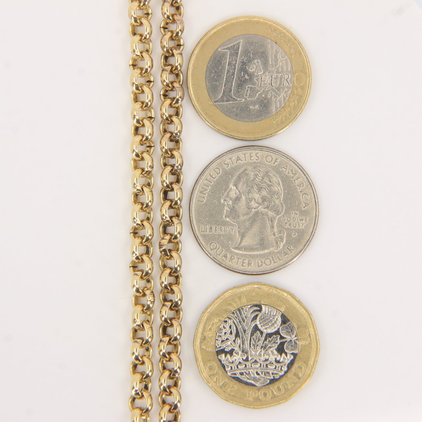 Vintage 9ct Yellow Gold Hallmarked 21.5 Inch Rolo Belcher Chain Necklace Boxed Gift