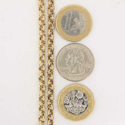 Vintage 9ct Yellow Gold Hallmarked 21.5 Inch Rolo Belcher Chain Necklace Boxed Gift