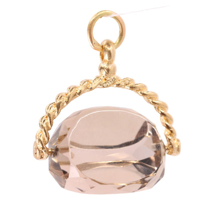 Vintage 9ct Hallmarked Yellow Gold Citrine Spinner Pendant Drop Fob Charm Gift
