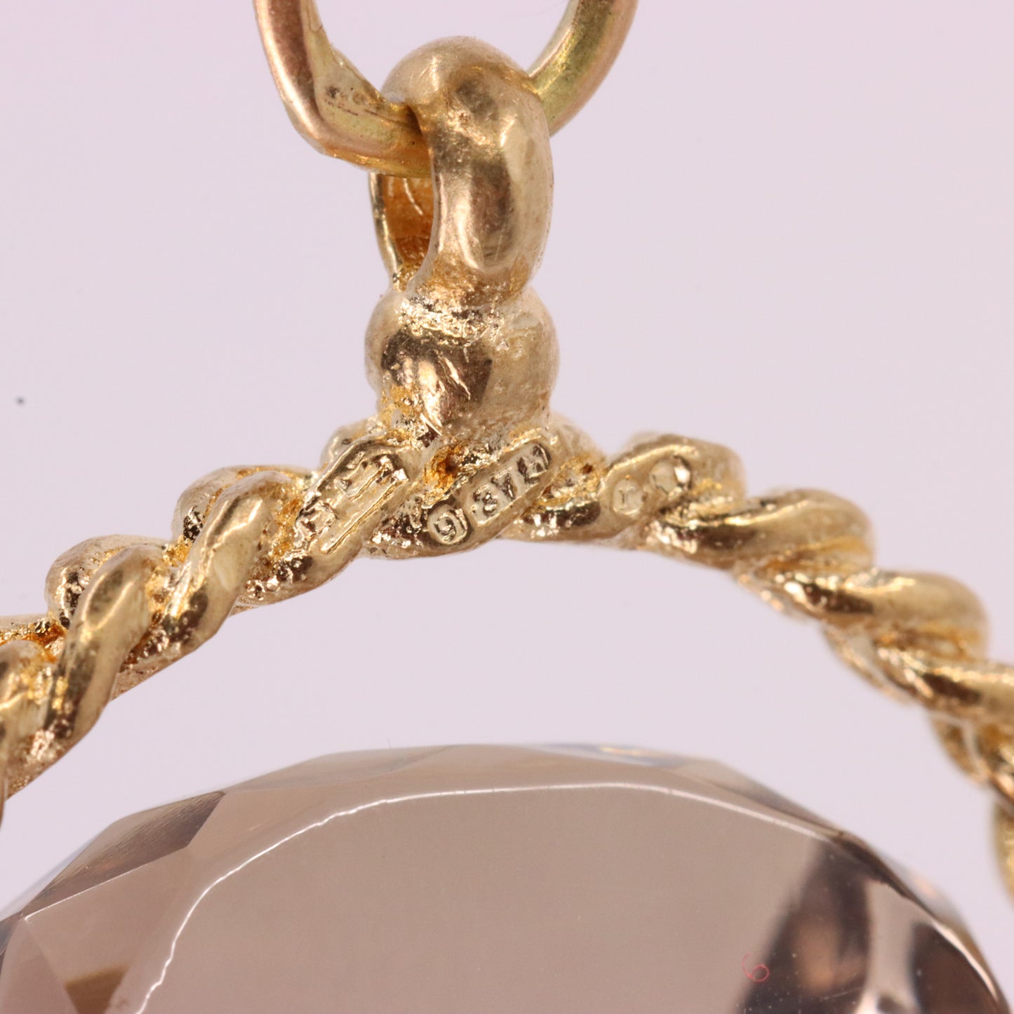 Vintage 9ct Hallmarked Yellow Gold Citrine Spinner Pendant Drop Fob Charm Gift