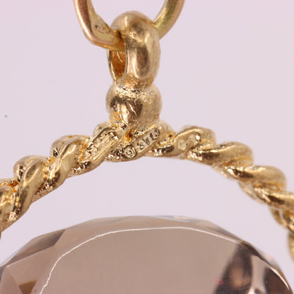 Vintage 9ct Hallmarked Yellow Gold Citrine Spinner Pendant Drop Fob Charm Gift