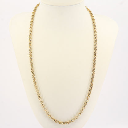 Vintage 9ct Yellow Gold Hallmarked 21.5 Inch Rolo Belcher Chain Necklace Boxed Gift