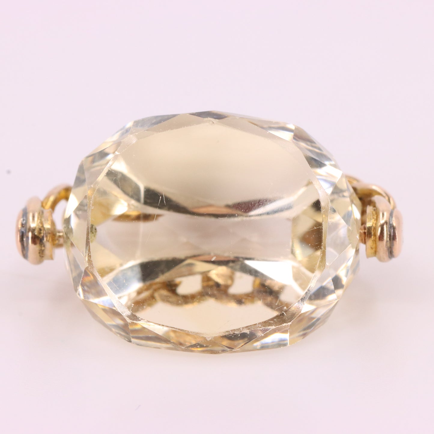 Antique 9ct Hallmarked Yellow Gold Citrine Spinner Pendant Drop Fob Charm Gift
