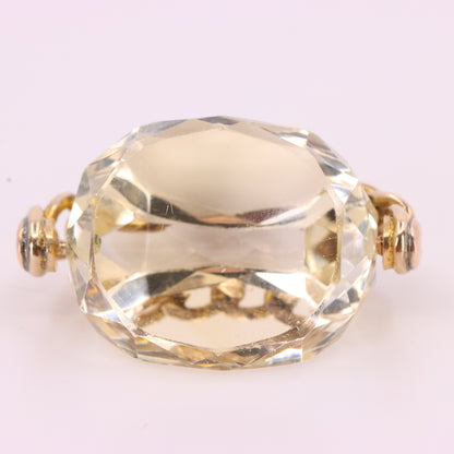 Antique 9ct Hallmarked Yellow Gold Citrine Spinner Pendant Drop Fob Charm Gift