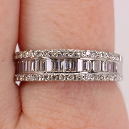 Vintage 18ct Hallmarked White Gold Baguette Diamond Half Eternity Ring Boxed Gift