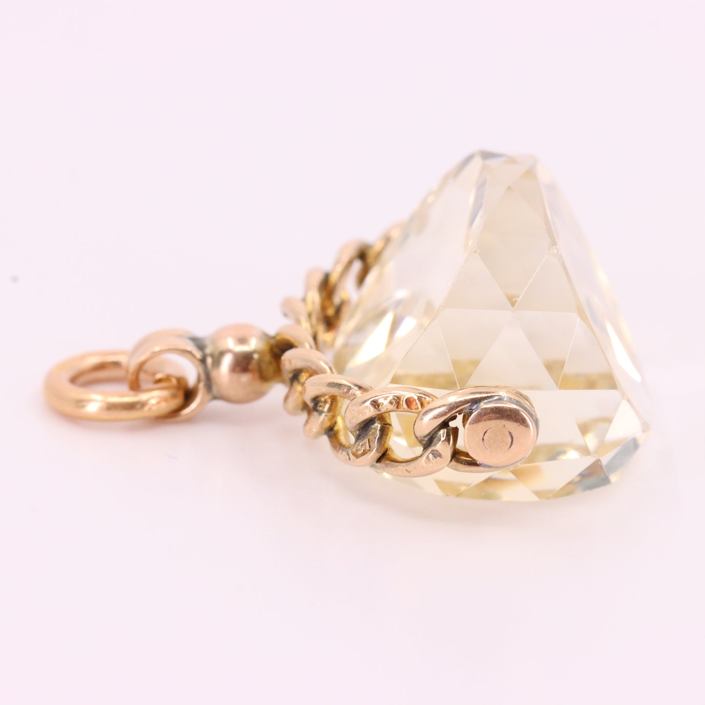 Antique 9ct Hallmarked Yellow Gold Citrine Spinner Pendant Drop Fob Charm Gift