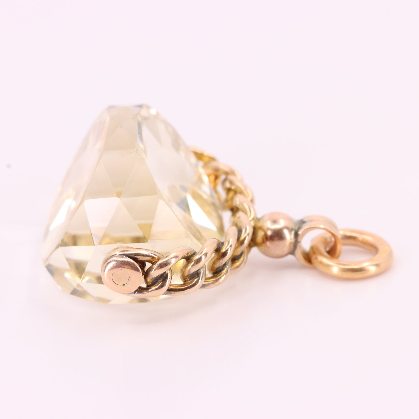 Antique 9ct Hallmarked Yellow Gold Citrine Spinner Pendant Drop Fob Charm Gift