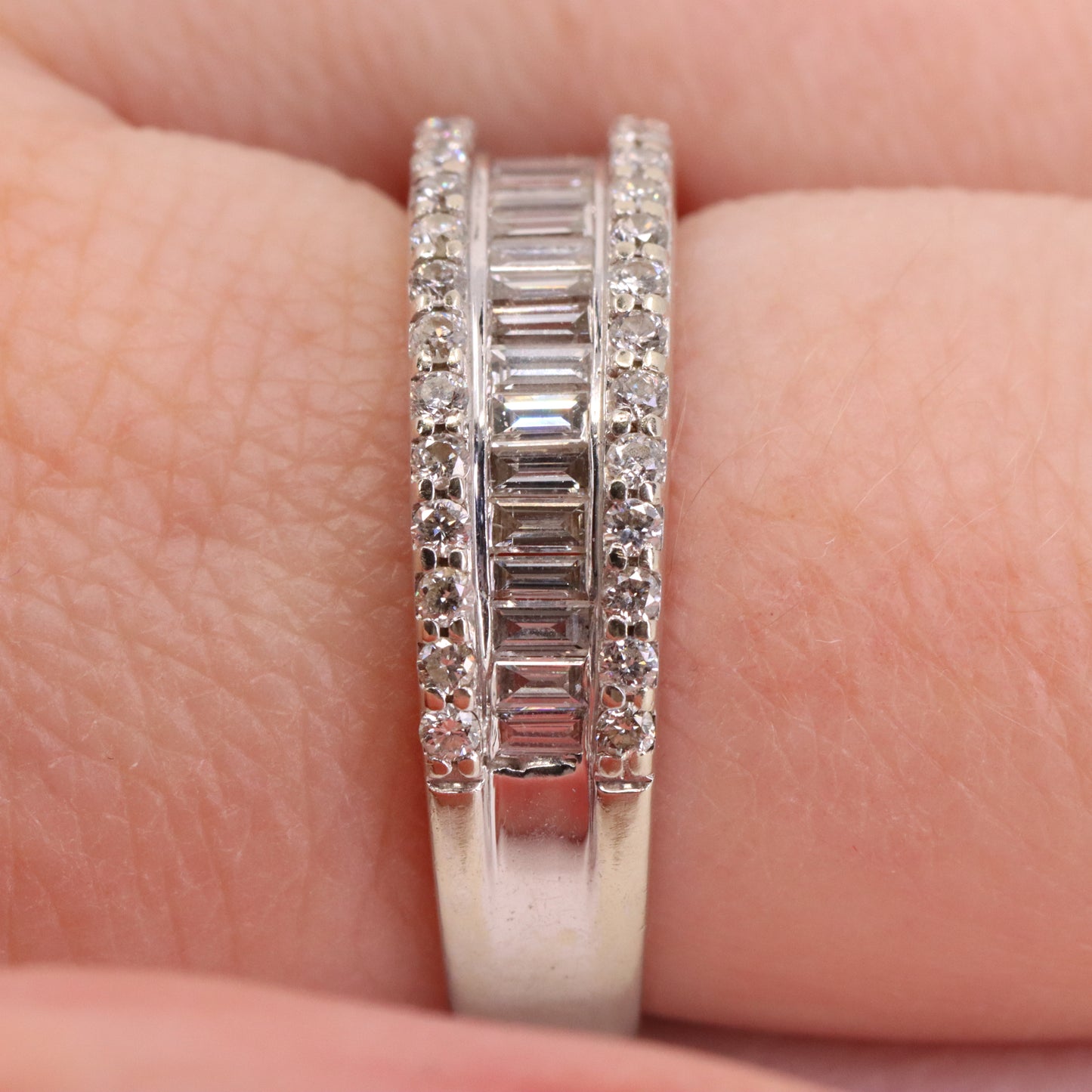 Vintage 18ct Hallmarked White Gold Baguette Diamond Half Eternity Ring Boxed Gift
