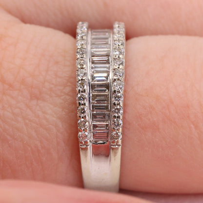 Vintage 18ct Hallmarked White Gold Baguette Diamond Half Eternity Ring Boxed Gift