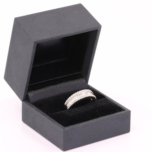 Vintage 18ct Hallmarked White Gold Baguette Diamond Half Eternity Ring Boxed Gift