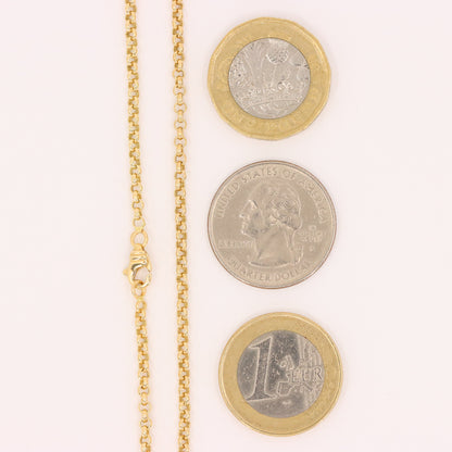 Vintage 18ct Yellow Gold Rolo Chain Necklace 16.5 Inch Belcher Link Boxed Gift