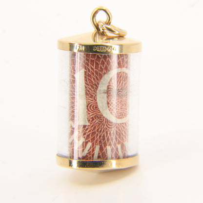 Vintage 9ct Hallmarked Gold 10 Shilling Old UK Currency Good Luck Charm Pendant