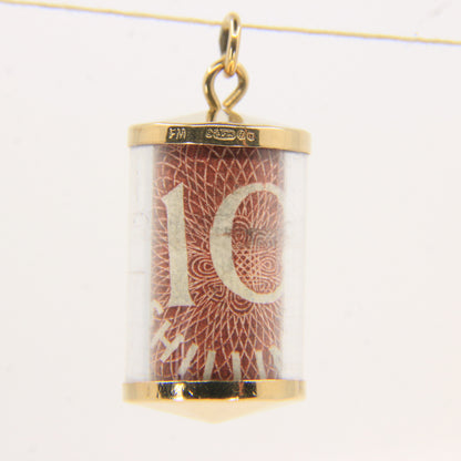 Vintage 9ct Hallmarked Gold 10 Shilling Old UK Currency Good Luck Charm Pendant